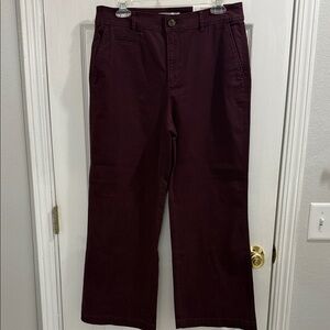 LOFT Monroe Burgundy Wide Leg Pants